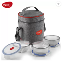 Pigeon Healthy Fresh Borosilicate Glass 3 Containers Lunch Box  (400 ml)