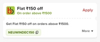 Tataneu *Bigbasket 150 off 1500  via Promocode 