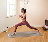 Amazon Brand - Symactive 4mm Anti-Skid Lightweight Sweat/Dirt Proof EVA Yoga Mat with Carrying Strap for Gym & Outdoor Workout for Men/Women (Grey)