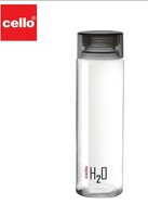 CELLO H2O Glass Fridge Water Bottle with Plastic Cap | Leak proof & break-proof - 920ml | Black 