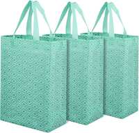 Kuber Industries Shopping Handbag | Grocery Shopping Bag | Reusable Shopping Bags | Vegetable Bag | Eye-Print Carry Bag | Pack of 3 | Green