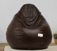 Classic XXXL Leatherette Bean Bag with Beans in Brown Colour