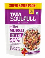 Tata Soulfull Millet Muesli, Fruit & Nut, 25% Delicious Millets, 90% Whole Grains Breakfast Cereal, Real Fruits & Almonds, High in Fibre, Source Of Protein, 700g/1 kg (Weight May Vary)