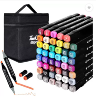 Akvanar : 48 Pc Alcohol Markers Pen Set Colour Art Dual Tip Broad & Fine Drawing Sketching