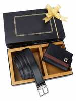 ZEVORA Leather Belt & Wallet Combo Gift Set for Men I Gift for Friend, Boyfriend,Husband,Father, Son, Corporate Gift (Pack of 2) 49BFFBL