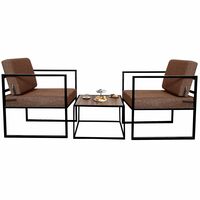 DECOR VILLAGE | Chair Table Set 1+1 & 1 Table Furniture Set | Brown