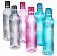 Amazon Brand - Solimo Unbreakable Round Plastic Water Bottle | Leak Proof | BPA Free | Ideal for Gym, Office, Home, Travel, College | 1 Litre Each | Set of 6 | Multi-Colour