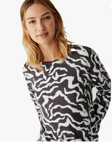 Marks & Spencer Womens Printed Polyester Crew Neck Relaxed Fit Long Sleeve Top