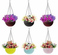 Eightiz Plastic Hanging Pot, Multicolour, Pot Diameter -7.1 Inch, Pot Height -4.8 Inch, Pot Thickness -3 mm, Chain Length -13 inch Approx., 6 Pieces
