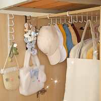 Wolpin Multiple Hooks Hanger Dressing Table Wardrobe Clothes Storage Over The Door Organizer Rack for Hairband, Scarf, Bags, Cups Kitchen Multipurpose, White

