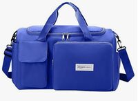Amazon Basics 23L Travel Duffle Bag | Water-Resistant Oxford Fabric | Wet & Shoe Compartment | Multi-Pockets for Organized Storage | Detachable Shoulder Strap & Handles | for Gym, Travel (Blue)