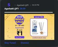 Shopsy: ₹1 Sale Agarbatti 7PM