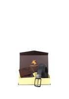 LONDON ALLEY ELK Vintage Brown Leather Wallet & Black/Brown Reversible Belt Combo Gift Box for Men