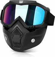 Goshti Enterprise Motorcycle Goggle mask Anti Scratch UV Protective Face Mask, Bike Riding Goggles Mask with Detachable Face Mask, Adjustable Elastic Strap Goggles Mask for Helmet - Rainbow Visor 