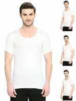 VIP® Bonus Classic Men Round Neck Premium Cotton Vest  pack of 4 with Sleeves, 100% Pure Combed Cotton, Antibacterial and Odour Control Vest for Men’s-White