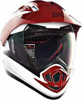 Royal Enfield DS Escapade ISI Certified Full Face Riding Helmet White & Red (M) 57 Cm-High Impact Grade Thermoplastic & Vented EPS Liner for Superior Impact Protection and Durability