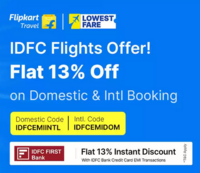 Flat 13% off on Flight Bookings Using IDFC Cards