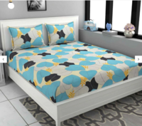 Blue Abstract 180 TC Microfiber Double Bedsheet With 2 Pillow Covers