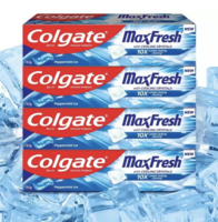 Grocery Colgate MaxFresh Toothpaste, Blue Gel Paste with Menthol Toothpaste 600 g, Pack of 4 [location specific]