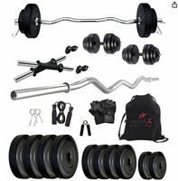 STAR X PVC 20kg Home Gym Combo | Fitness Set | Gym Set with 3Ft Curl, Dumbbells & Plates | Combo Pack with Gym Gloves, rod, Handgrip, Plates, Bag and other Gym Accessories - Set of 1