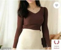 SONIC FASHION Casual Regular Sleeves Self Design Women Brown Top