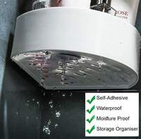 ARTO ABS Heavy Plastic Multipurpose Kitchen Bathroom Wall Holder Storage Rack Corner Shelf with Magic Strong Sticker Pair