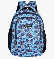 Amazon Basics Trendy and Spacious Truck Theme Kids Backpack | Comfortable Padding | 15 Inches (Blue)