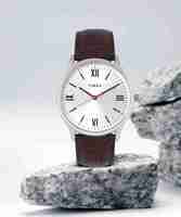 Timex  Silver Dial Leather strap  analogue  watch 
