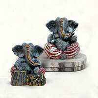 ARTISANS ALLEY : Ganesha Grey and Red for Home Decor (Pack of 2, Grey and Red)