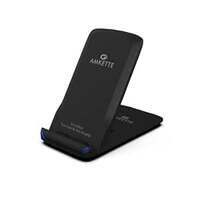 Amkette PowerPro Air 600, 15W Twin Coil Wireless Charger and Phone Stand for Wirelessly Charging Smartphones Like Samsung, Google Pixel, One Plus, Xiomi and More | Adaptive Charging | Black