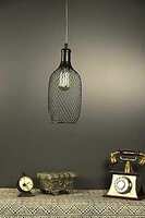 Tu Casa HG-15 Bottle Shape Metal mesh pendent Light Iron Holder Type e-27 Size 11x5x29"-(Bulb not Included)
