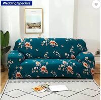 TONY STARK Polycotton Floral Sofa Cover  (Blue Pack of 1)