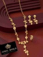 Jewel WORLD Copper Gold-plated Gold, Green, Ruby Red Jewellery Set 