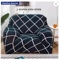 TONY STARK Polycotton Striped Sofa Cover  (Blue Pack of 1)