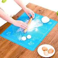Lukzer 1 Pc Reusable Non-Stick Silicone Reusable Pastry Fondant Kneading Dough Roti Chapati Rolling Baking Mat with Measurements Easy to Clean Silicone Mat 50 X 40 Cm (Random Colour)
