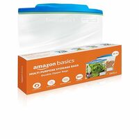 Amazon Basics - Multipurpose Zip Lock Storage Bags | 45 Bags Small (21.3 x 18 cm) | Reusable and Reclosable with Double Zipper