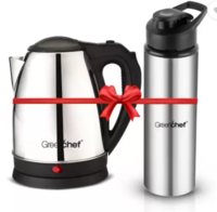 Greenchef Kettle 1.5L Flex 900 ML Stainless Steel water Bottle Electric Kettle  (1.5 L, Silver, Black)