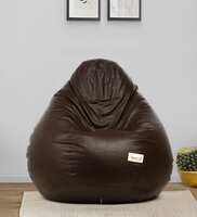 Classic XXXL Leatherette Bean Bag with Beans in Brown Colour