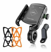 GRAND PITSTOP Mobile Holder for Bikes, Motorcycle, Scooter, Bicycles, Jaw Grip Bike Mobile Holder, Aluminium Handlebar Cellphone Holder for Maps and Gps Navigation with 360° Rotation Phone Mount-Black