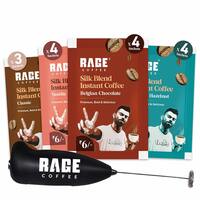 Rage Coffee - Silk Blend Assorted Sachets & Frother Coffee Kit Combo (15 X 1.5 Gram Sachets) | 3 Classic, 4 Creamy Hazelnut, 4 Vanilla Velvet & 4 Belgian Chocolate Flavours & Beater)|