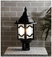 Ntu-60 Black Metal & Glass gate Light by tu casa Holder Type b-22 (Bulb not Included)