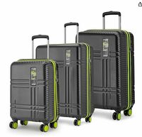 Safari Zany Recessed Tsa Lock, 8 Wheels, Hardside (Cabin & Check-in) Polycarbonate Trolley Spinner Luggage Set of 3, Black Color 55Cm, 67Cm & 78Cm, Small, Medium, Large