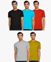 Amazon Brand - Symbol Men's Cotton Solid Round Neck Regular Fit T-Shirt (Pack of 5)