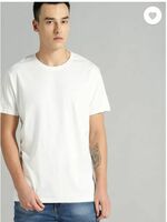 Roadster  Men Solid Round Neck Pure Cotton White T-Shirt