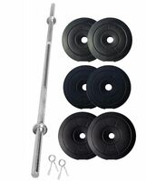 FitBox Sports Home Gym - W/A Barbell Rod & Weigth Plates 20kg (2kg x 2 + 3kg x 2 + 5kg x 2), Black (9506)