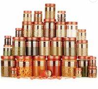 NORVIUM Plastic Grocery Container - 1200 ml, 650 ml, 350 ml, 250 ml (Pack of 24, Gold)