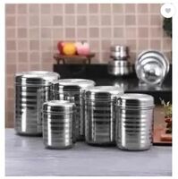 Tactware Steel Grocery Container - 250, 400, 500, 750, 1000 (Pack of 5, Silver)