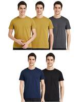 Amazon Brand - Symbol Men's Cotton Solid Round Neck Regular Fit T-Shirt (Pack of 5) 