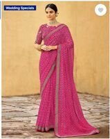 Satrani  Printed, Self Design, Embellished Bollywood Georgette Saree  (Gold, Pink)