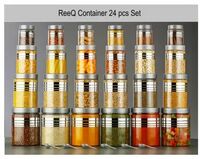 ReeQ Plastic Grocery Container - 1200 ml, 650 ml, 350 ml, 250 ml (Pack of 24, Silver)